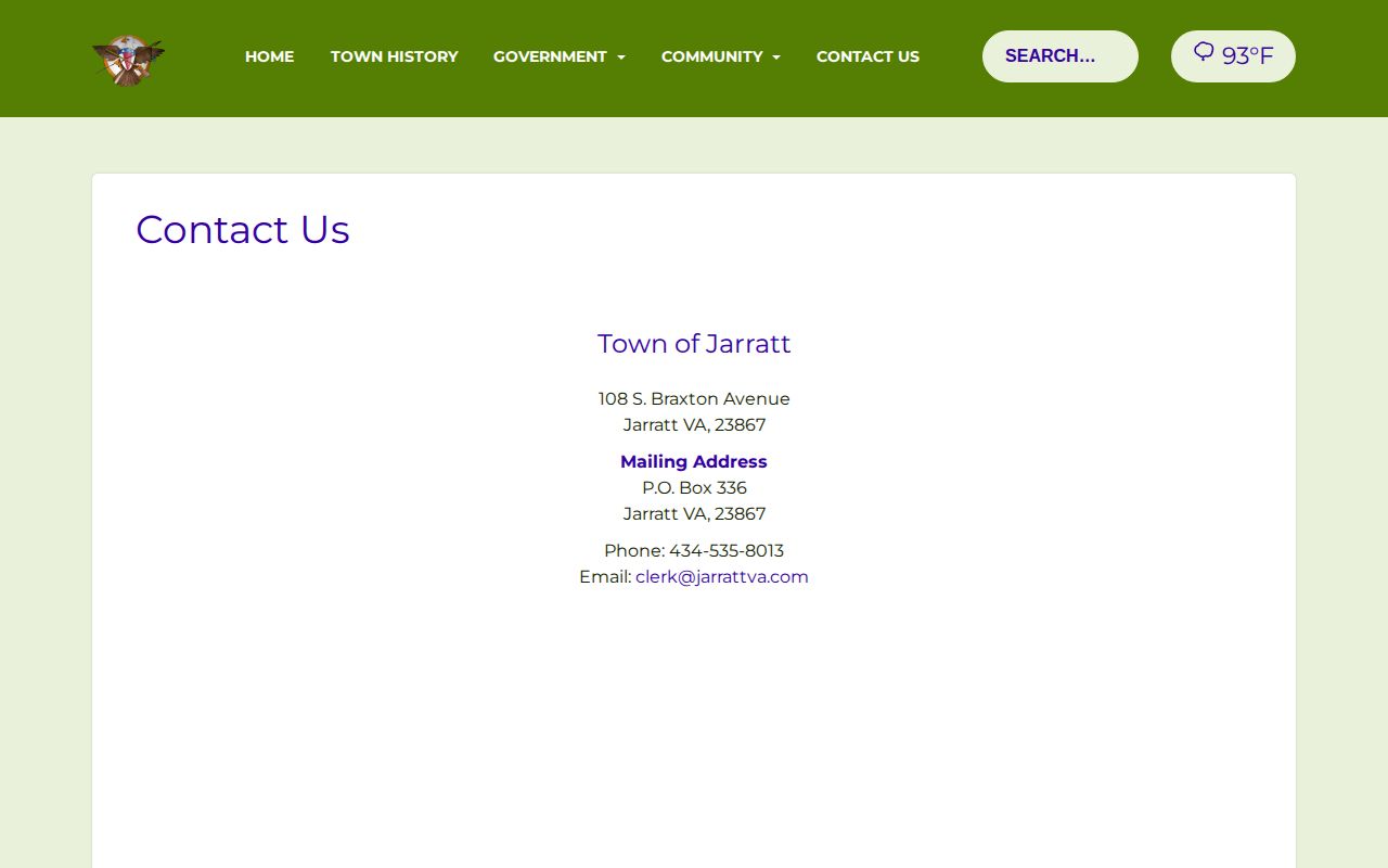 Jarratt, Sussex County official contact source for arrest-record routing